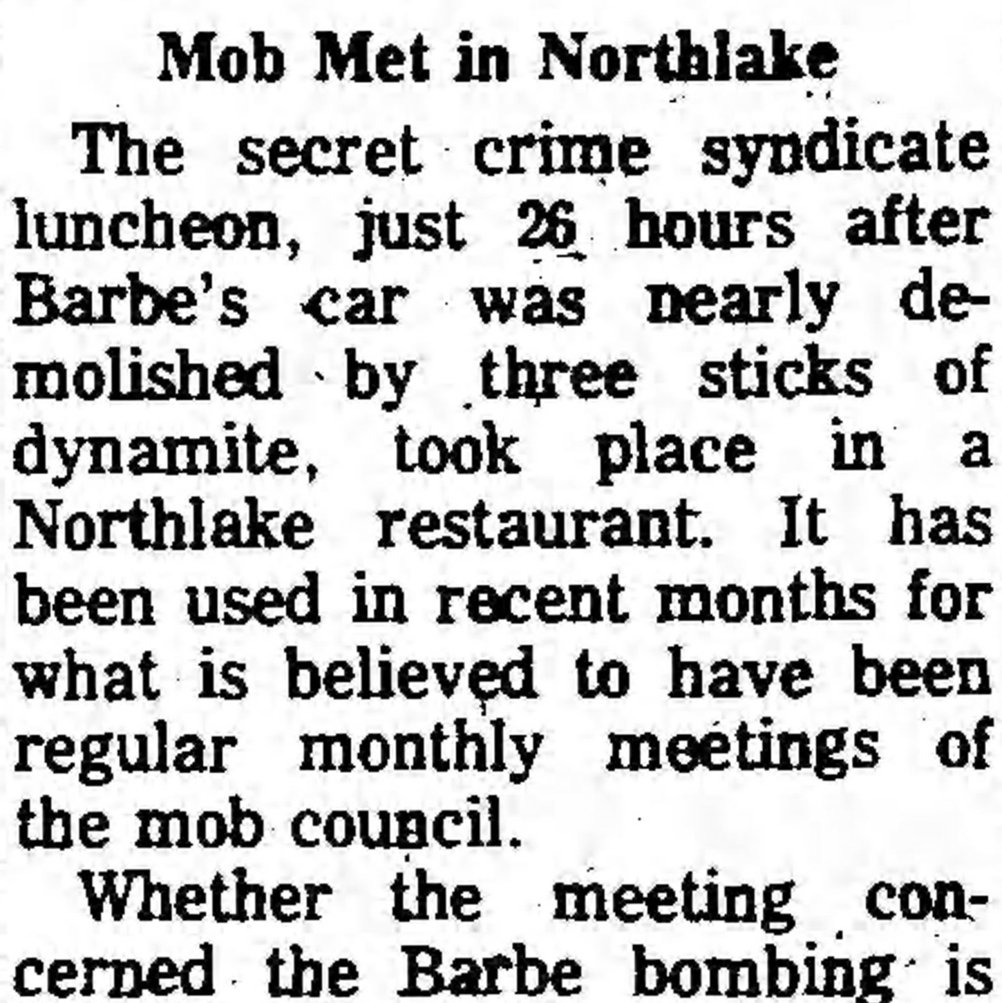 Mob Met in Northlake - Chicago Tribune, February 5, 1964