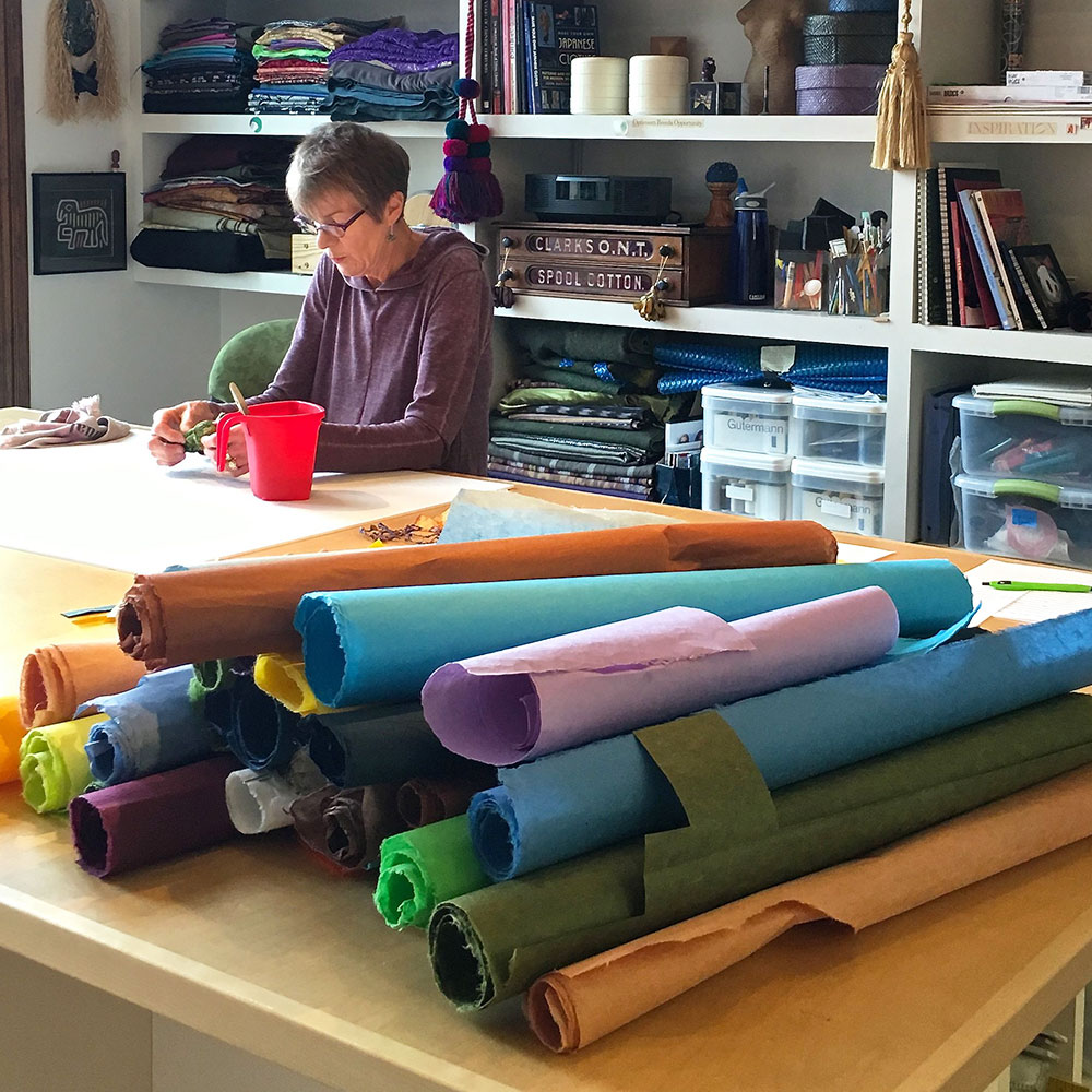 PJ Bergin working in her studio