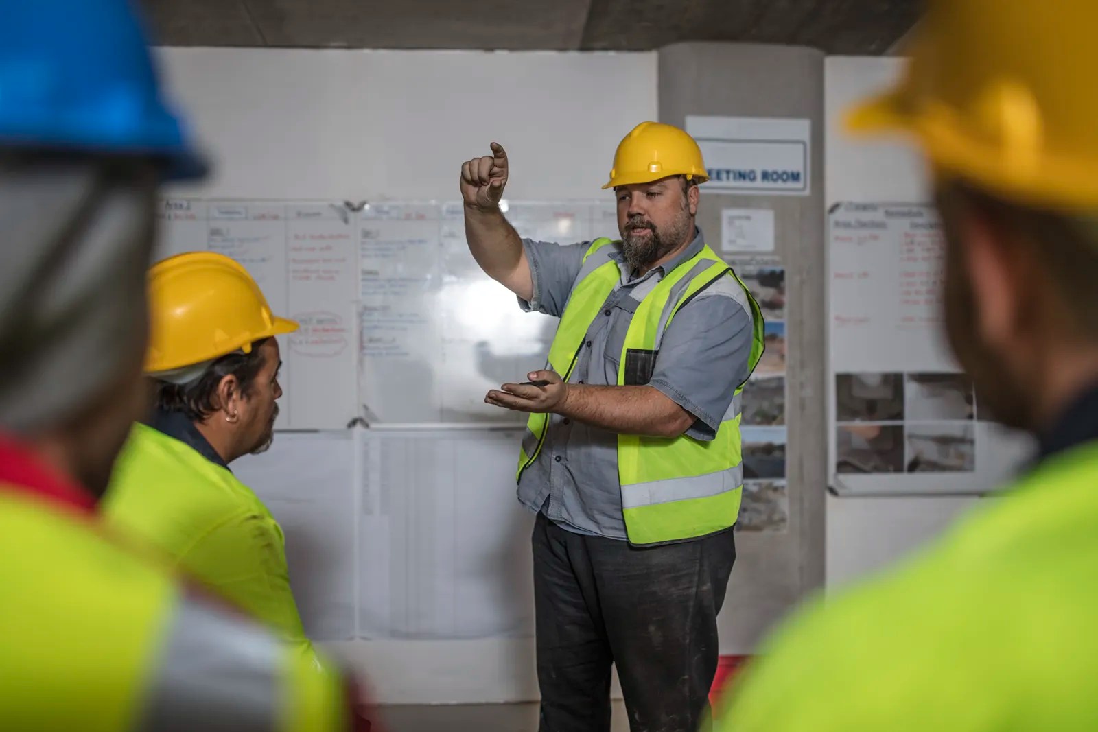 construction worker demonstrating at a training session