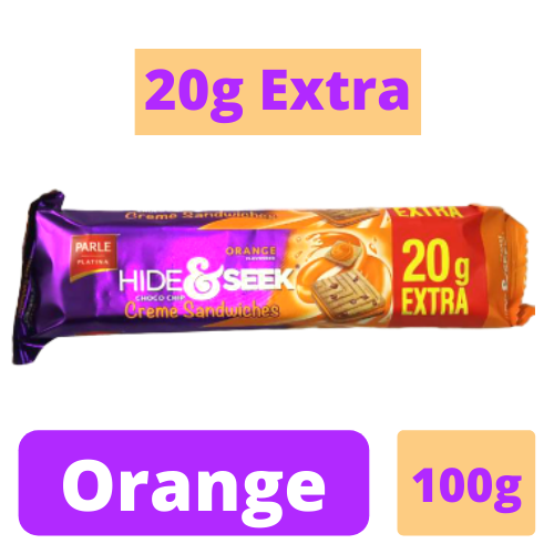 PARLE HIDE AND SEEK CREME SANDWICHES ORANGE 100G+20gm EXTRA