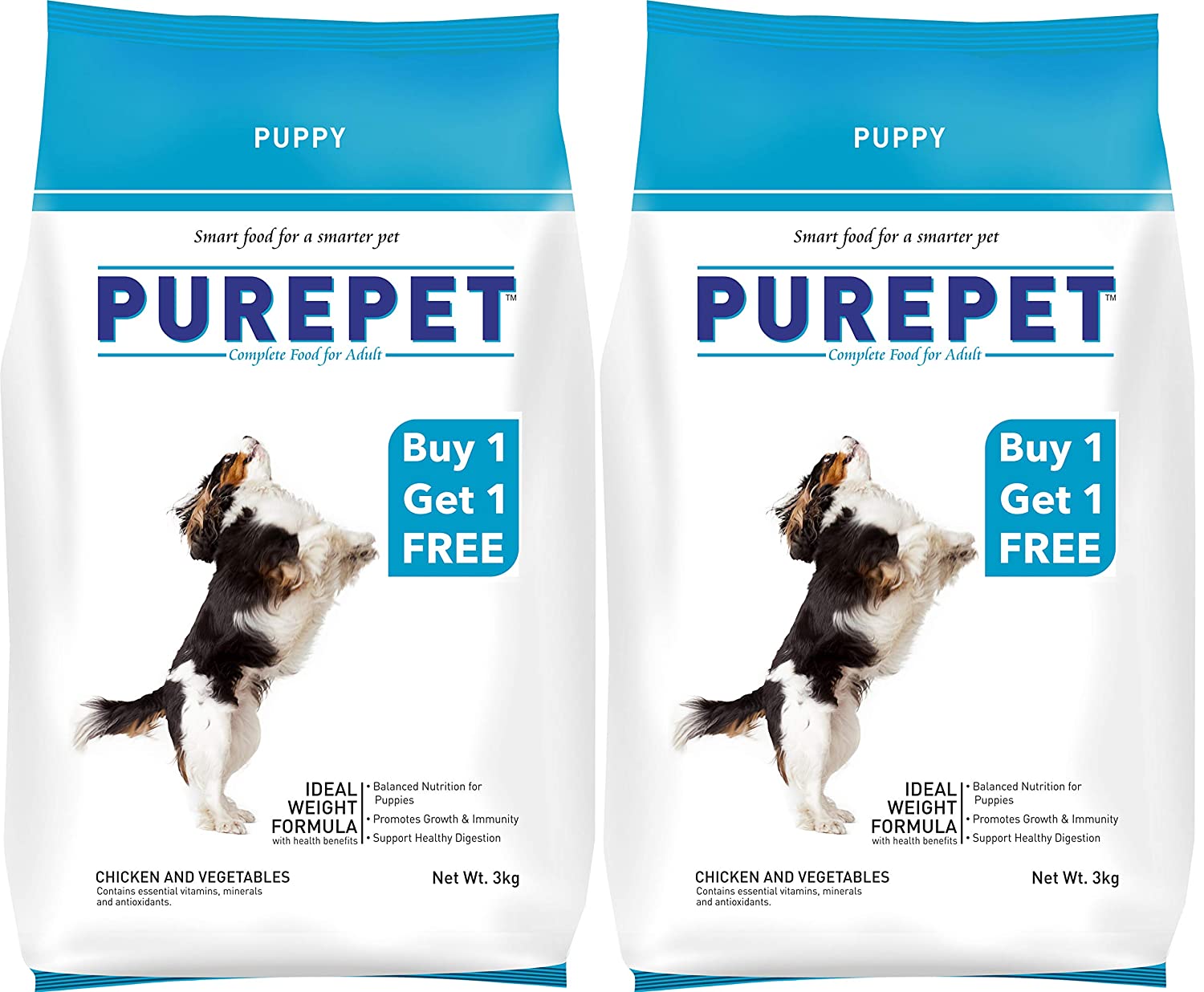 PUREPET DOG FOOD CHICKEN & VEGETABLES 3KG 1+1
