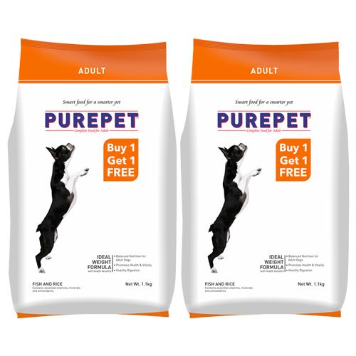 PUREPET ADULT FISH & RICE 1.1KG  1+1