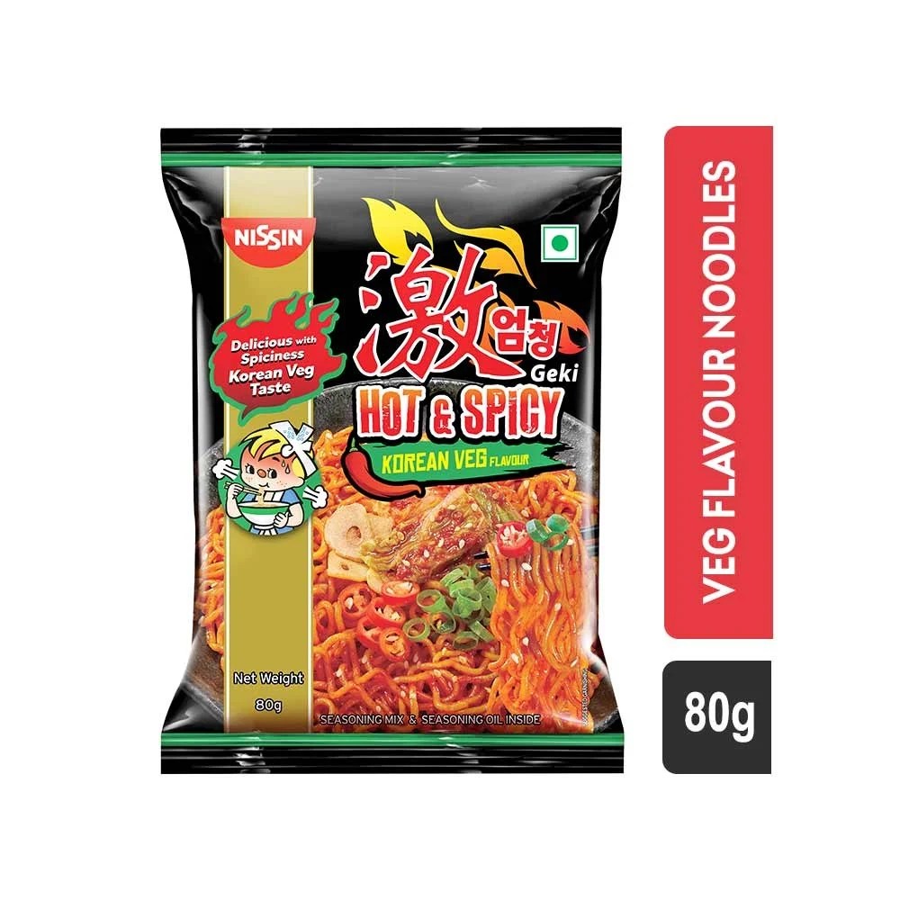 NISSIN HOT AND SPICY KOREAN VEG 80GM