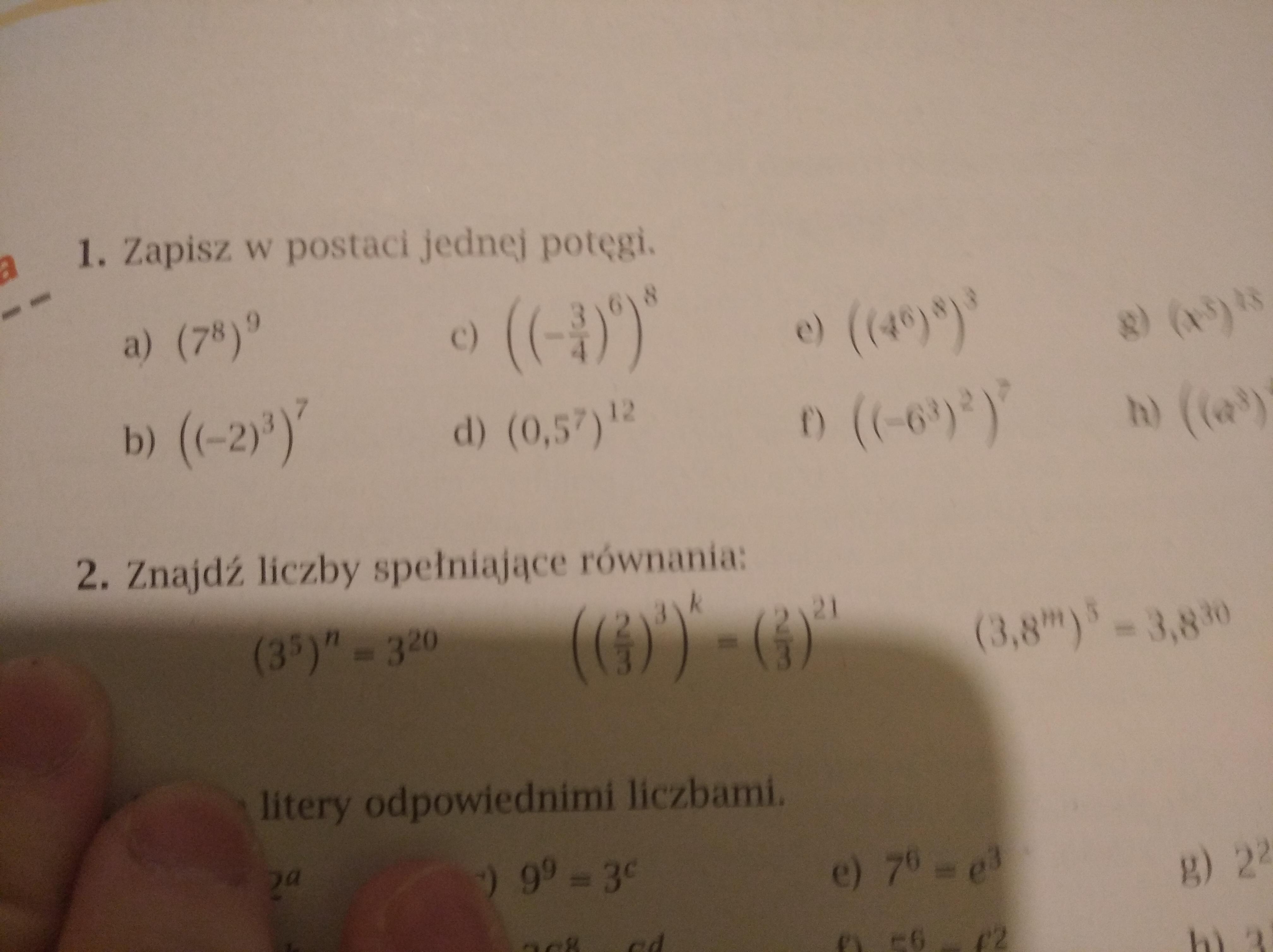 Zapisz w postaci jednej potęgi. zad 1 str 229 matematyka klasa 7 daje