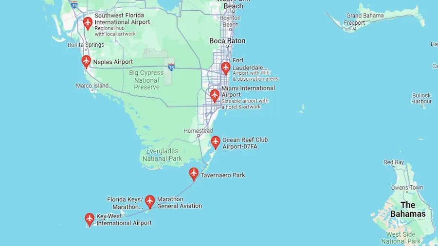 What Airport Is Closest To Florida Keys TAFT Independent Florida Keys Airports Map.webp