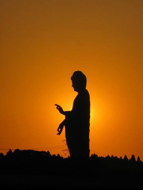 牛久大仏 夕陽 阿見町 景観観光