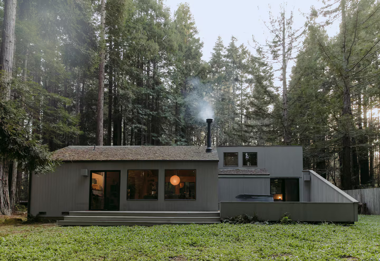 Renovated 1970s Wooden House Among Redwoods Another view of the house's interior