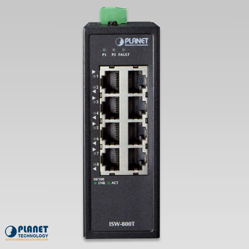 ISW-800T Industrial 8-Port 10/100TX Compact Ethernet Switch - Planet ...