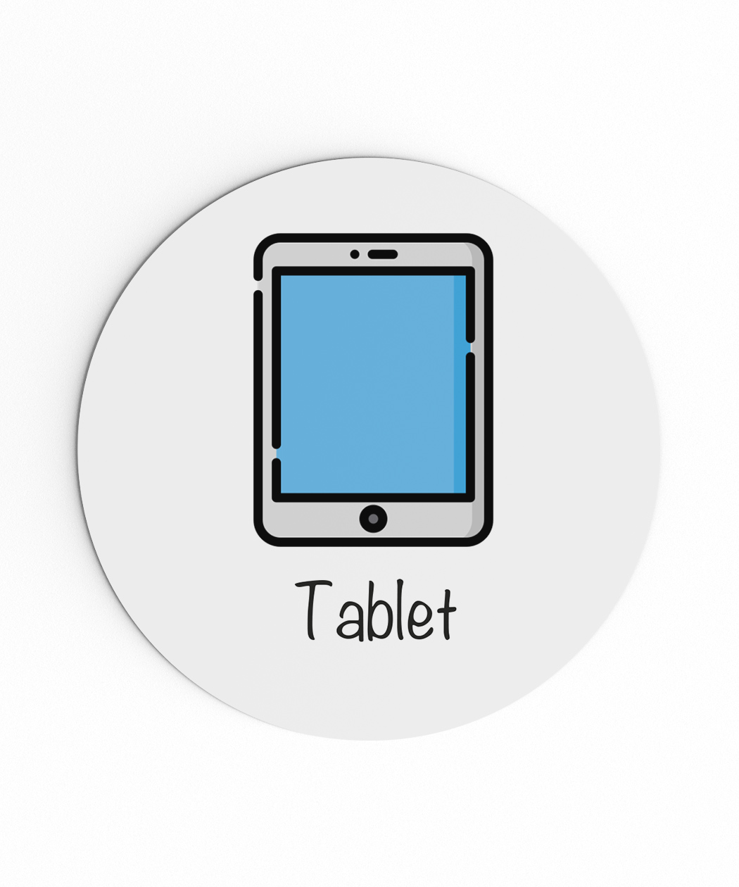 Magnetische pictogram van een tablet, gebruikt als onderdeel van de kinderplanbord magneet tablet van Plania om activiteiten en taken visueel te plannen en bij te houden.