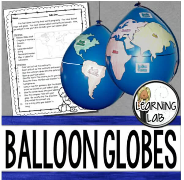 Balloon Globes and Geography Activity Sheets by Learning Lab