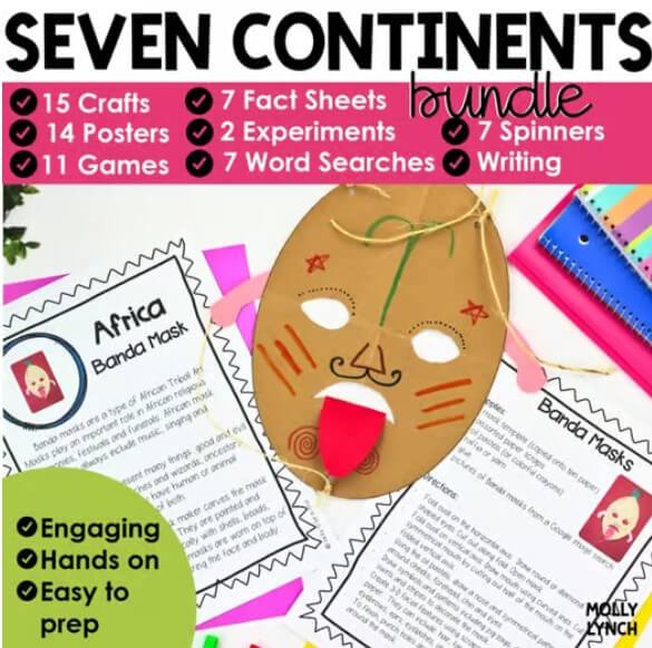 7 Continents Geography Activity Sheets for Littles by Lucky Learning With Molly Lynch