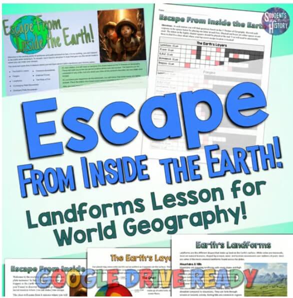 Landforms Geography Activity Sheets by Students of History