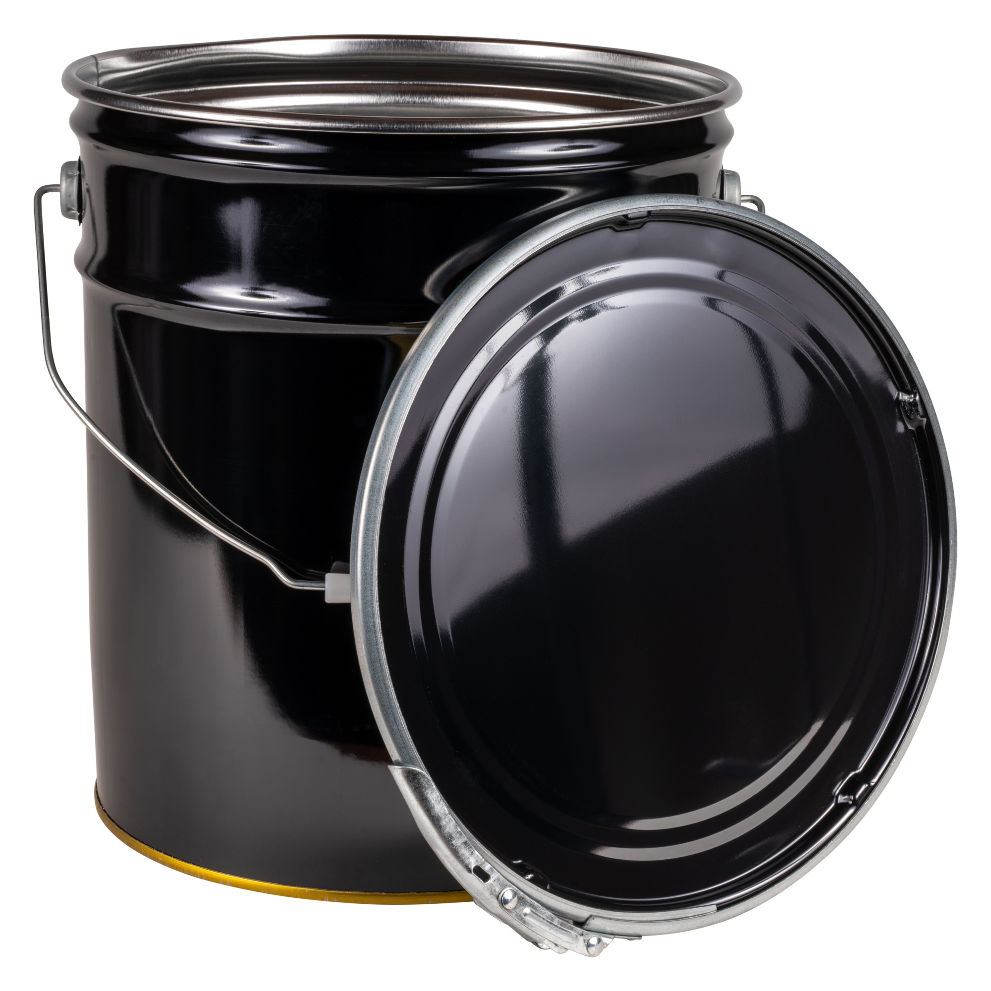 ATERET 5 Gallon Black Metal Bucket & Lever Lock Pail Lid | Plank