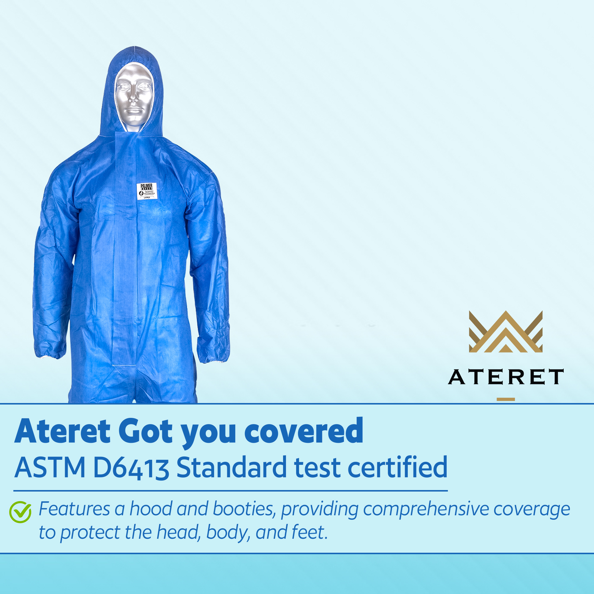 FR Blue Disposable Coveralls with Hood and Booties | Plank Supply