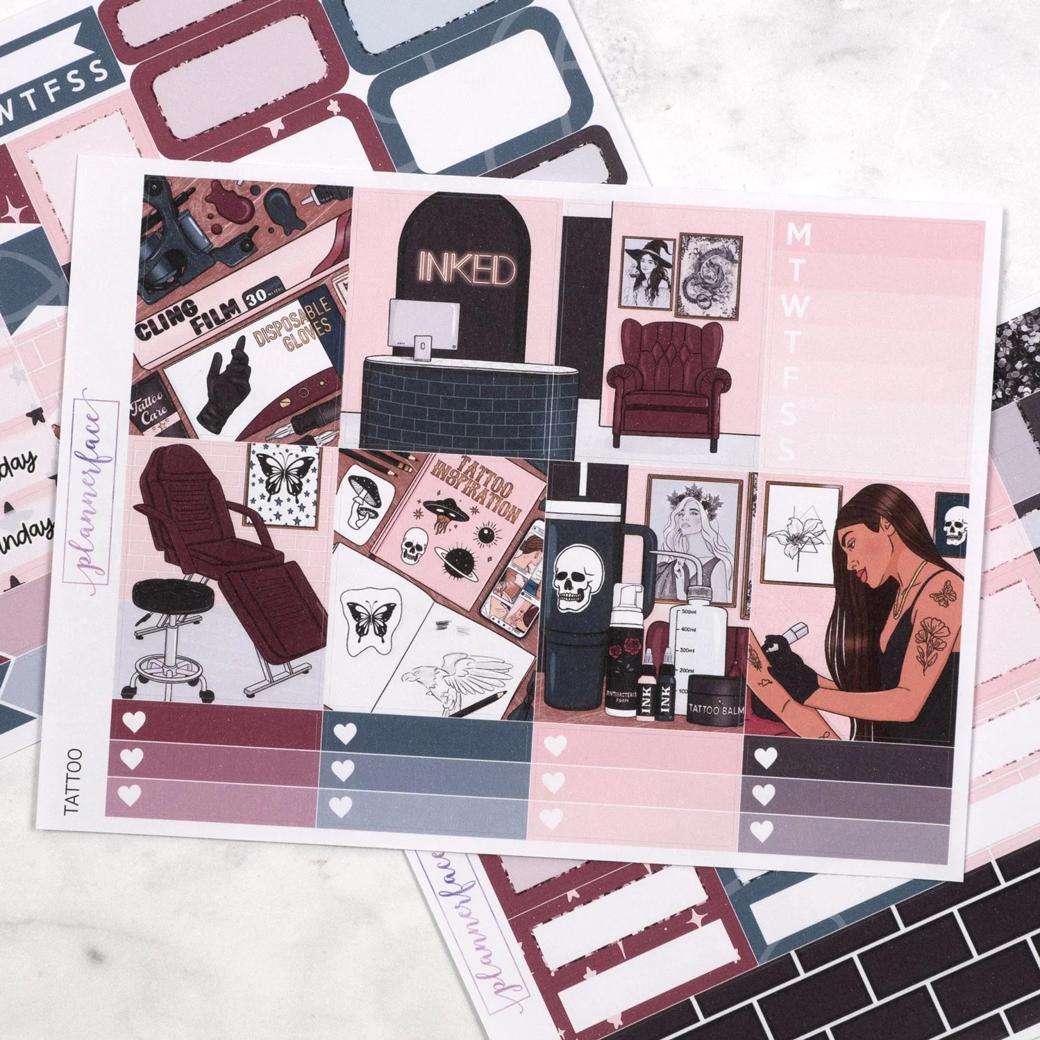 Tattoo Mini Weekly Sticker Kit Plannerface