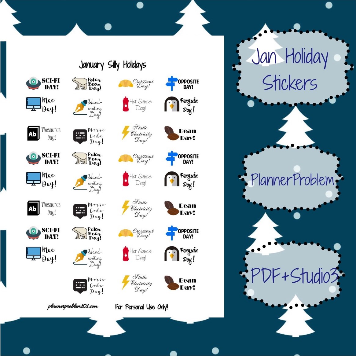 Save your cash this holiday season and print out our festive, custom coupons. January Silly Holidays Free Printable Planner Stickers Plannerproblem