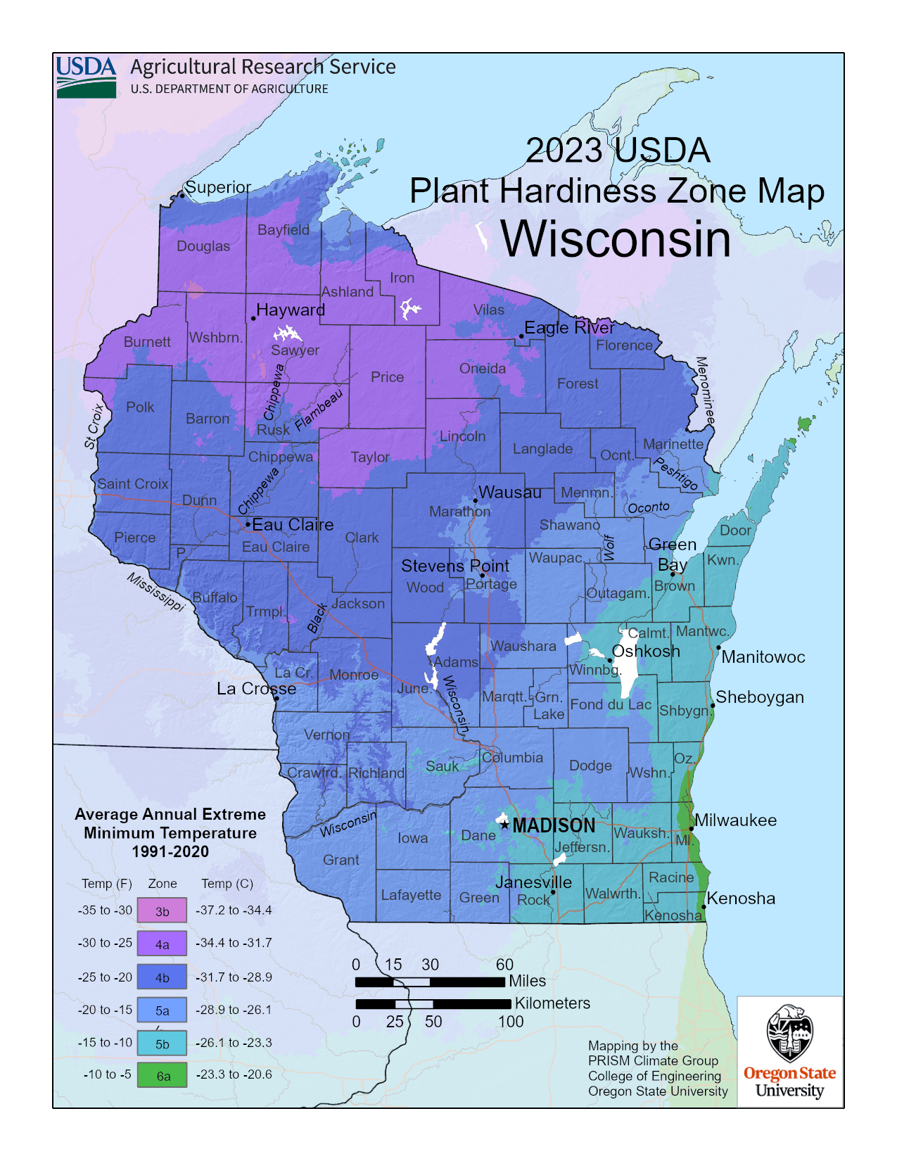 Wisconsin Planting Zones Map Of WI Growing Zones WI150 HS 
