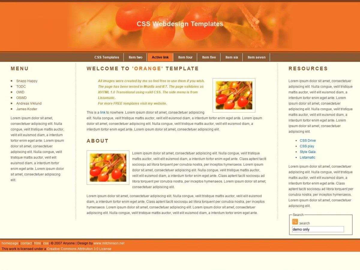 Free Simple Web Template Orange Free Html Templates Free Css Templates And More