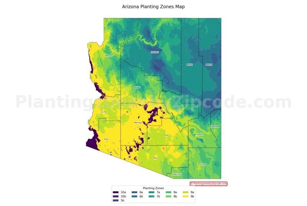 Arizona Planting Zones By ZIP Code USDA Hardiness Map 2026 AZ Planting Zones