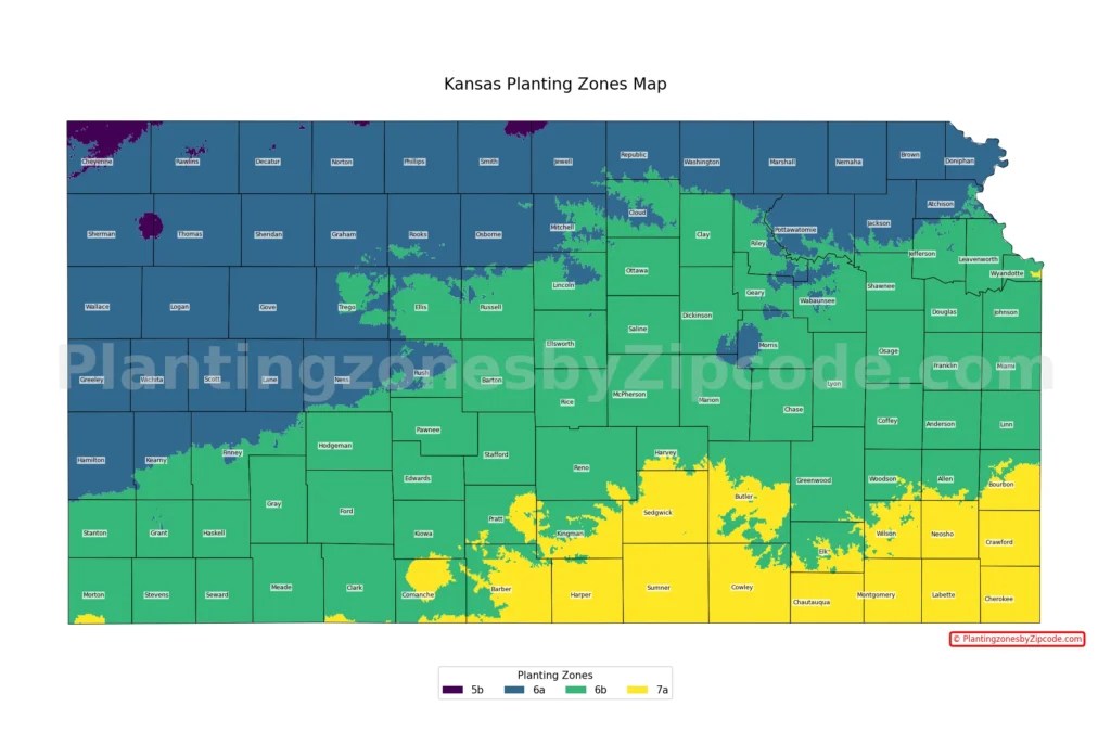 Kansas Planting Zones By ZIP Code USDA Hardiness Map 2026 KS.