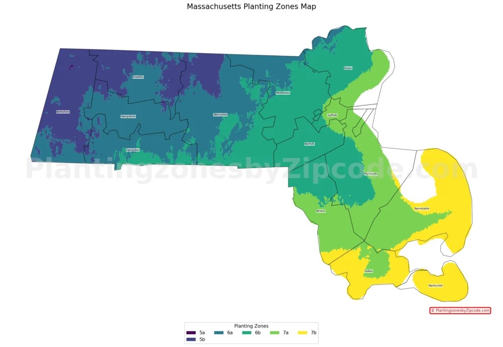 USDA Hardiness Zones For Cities Towns And Counties MA Planting Zones