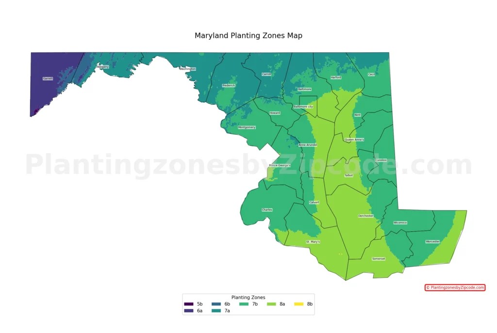 Maryland Planting Zones By ZIP Code USDA Hardiness Map 2026 MD Planting Zones