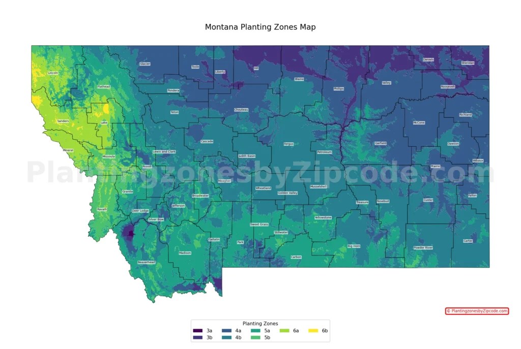 Montana MT Planting Zones USDA Hardiness Growing Zone Map 2026 MT Planting Zones