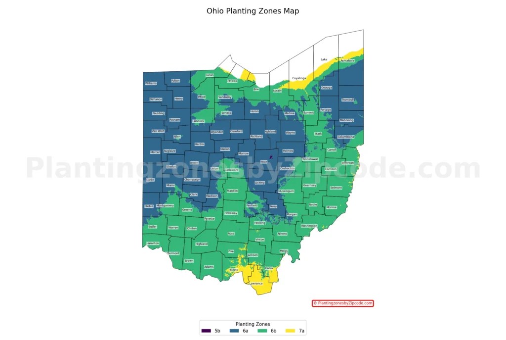 Ohio Planting Zones By ZIP Code USDA Hardiness Map 2026 OH Planting Zones
