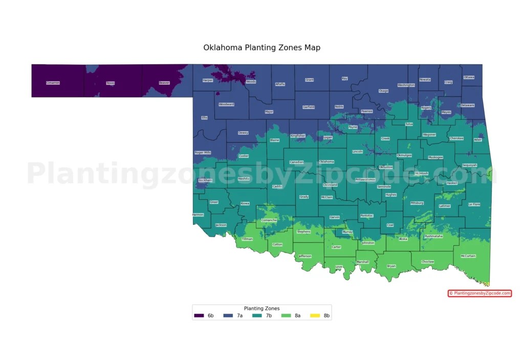 USDA Hardiness Zones For Oklahoma Cities Towns And Counties OK Planting Zones