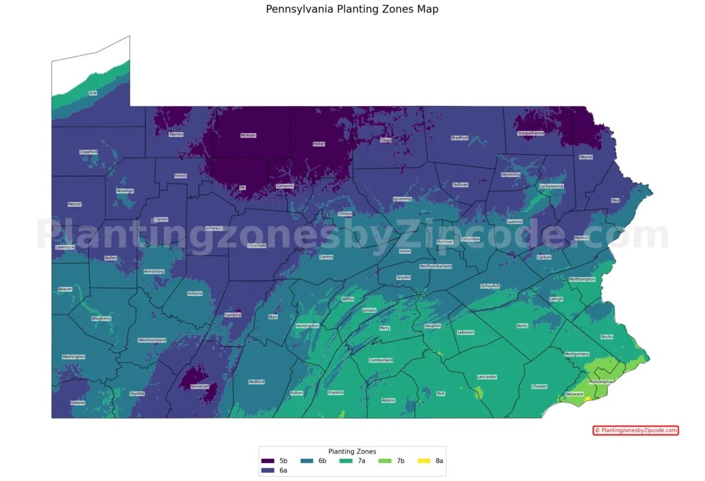 Planting Zones By ZIP Code USDA Hardiness For Cities PA Planting Zones