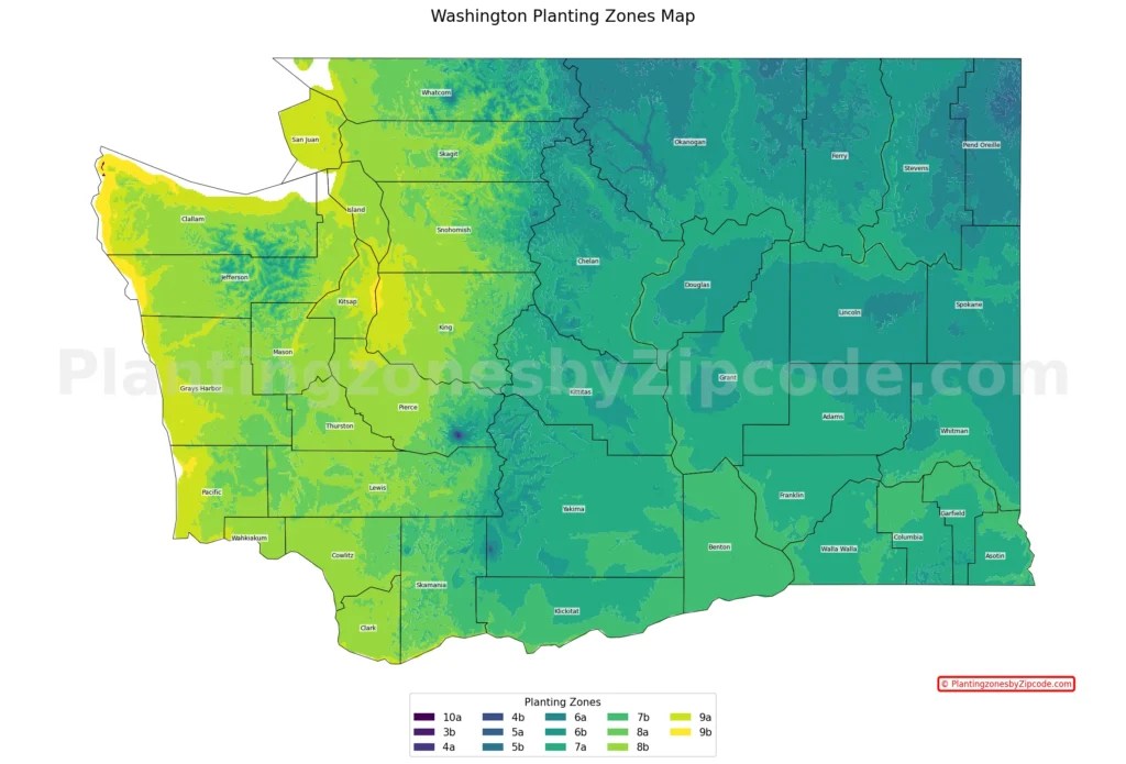 Washington State Planting Zones By ZIP Code USDA Hardiness Map 2026 WA Planting Zones