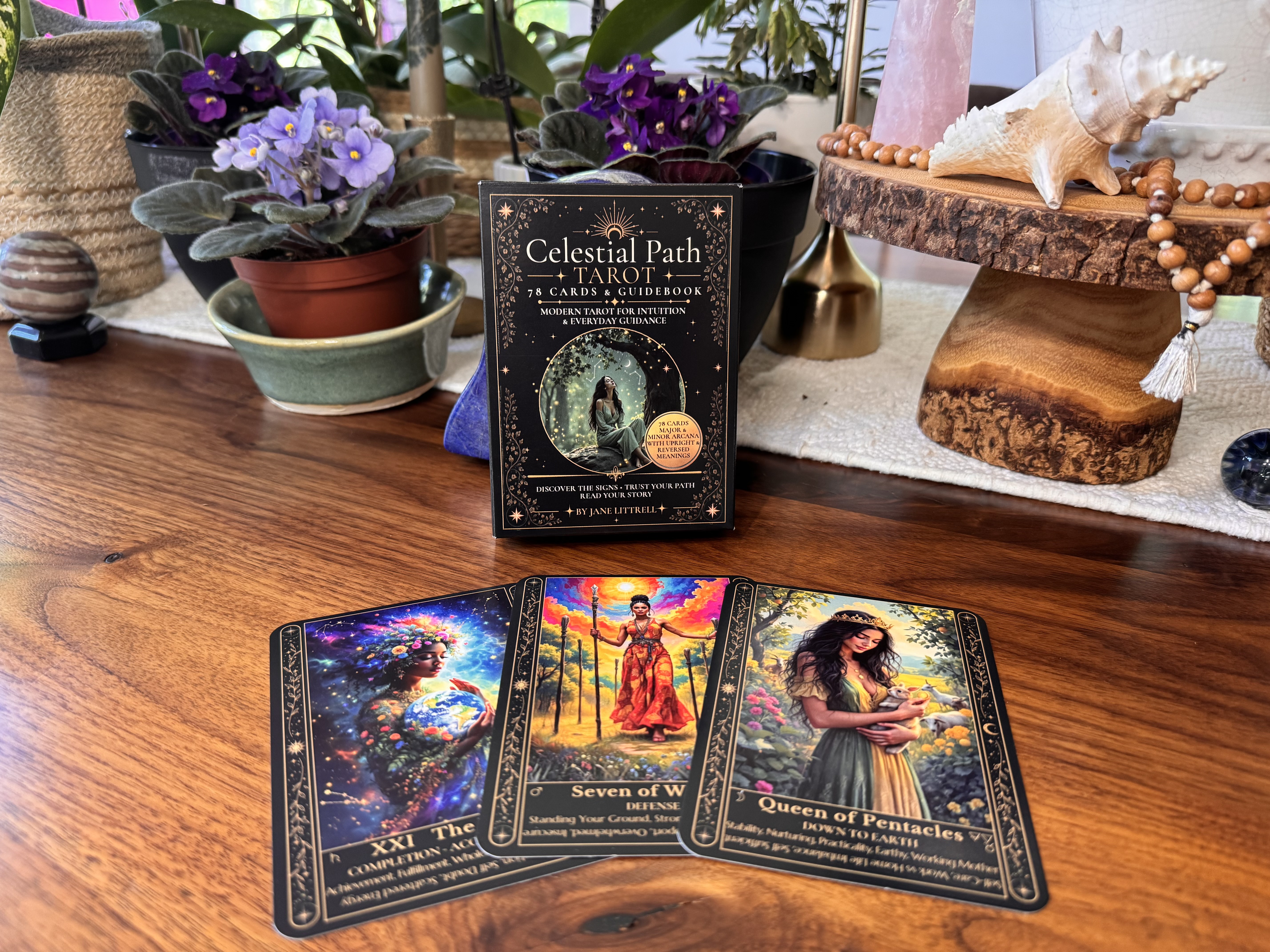 Tarot cards and candle