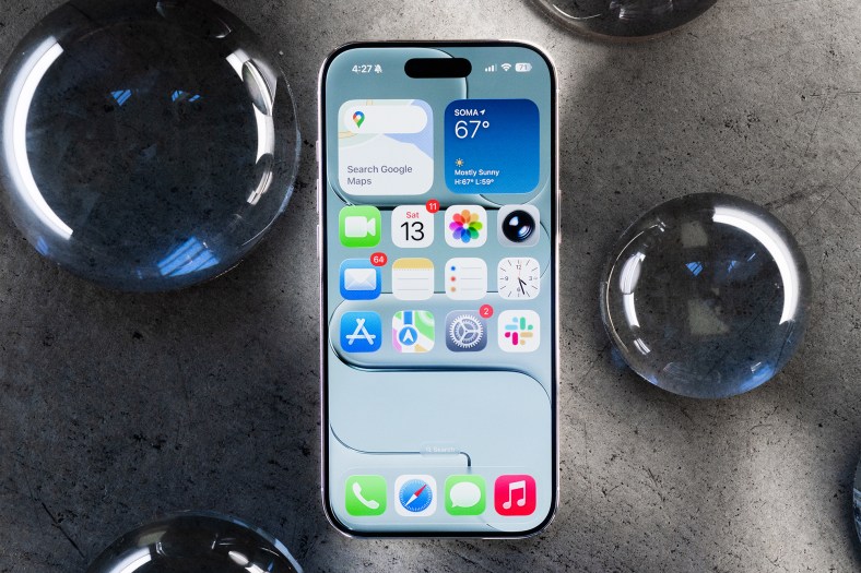 iPhone Air surrounded by glass domes