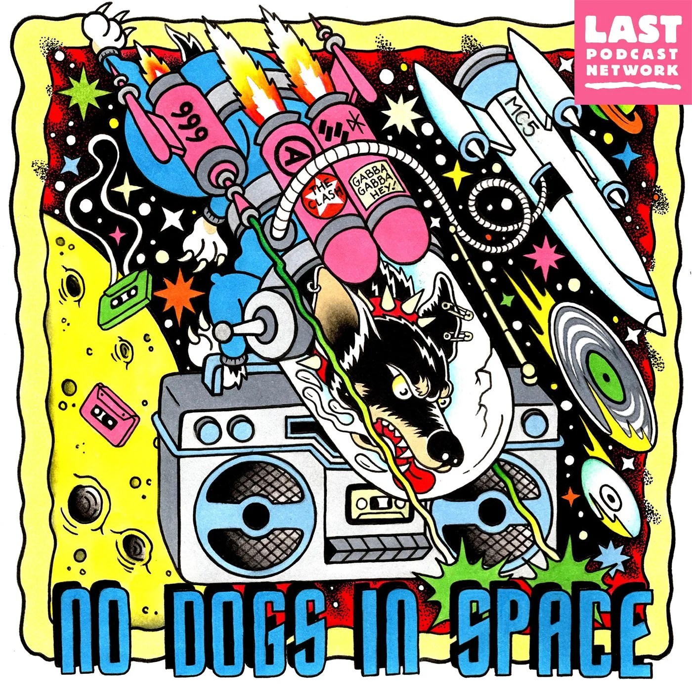 No Dogs in Space podcast logo.