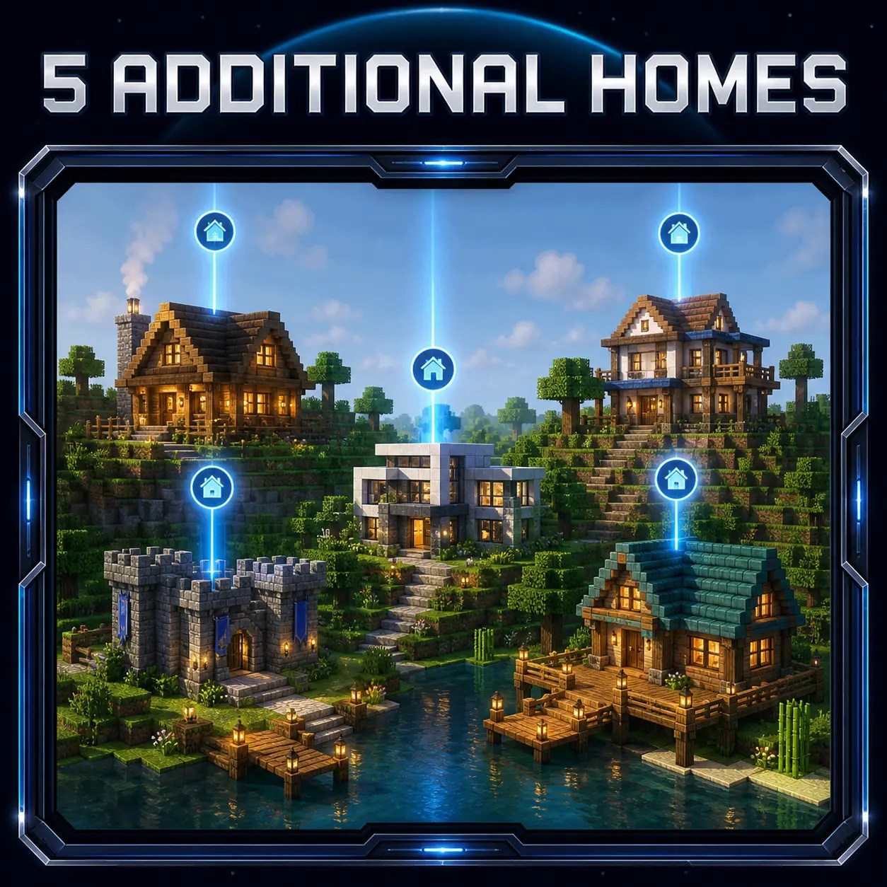 Five Additional Homes product artwork showing five saved home locations