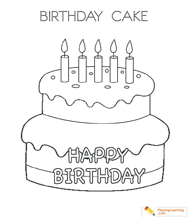 Birthday cake coloring page 01