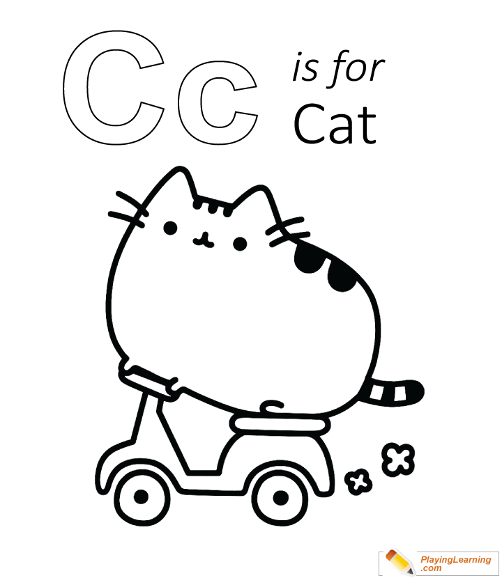 C is for cat coloring 03