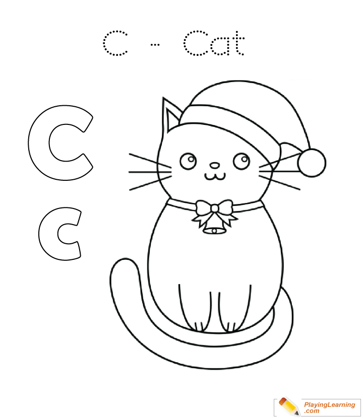 C is for cat coloring 04