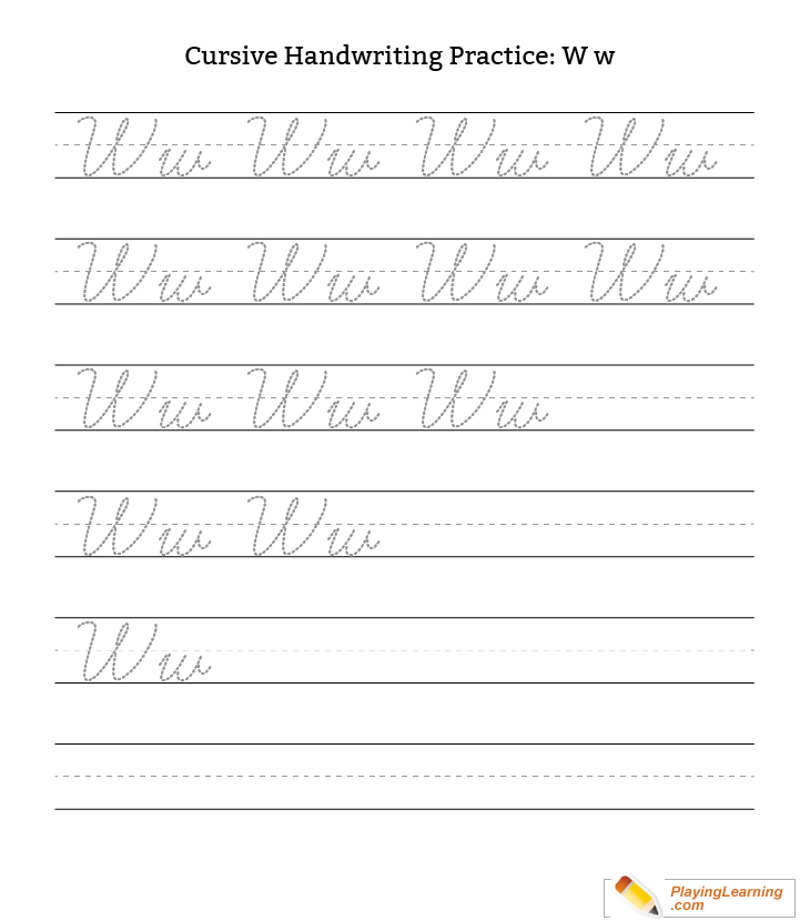 cursive handwriting practice letter w free cursive handwriting