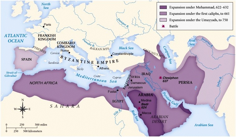 HIST 101 Lecture Outline Spring 2021 Week 10 Martha Carlin Islam Expansion Map 