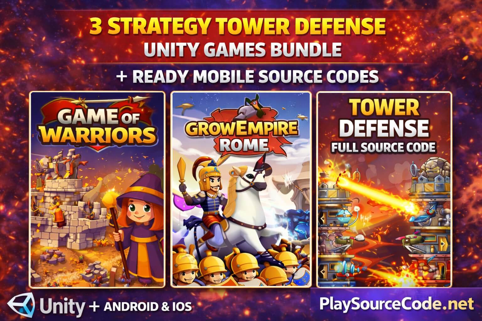 Unity tower defense bundle with 3 strategy games