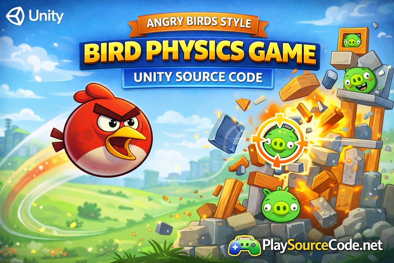 Angry Red Birds Unity Game Code | PlaySourceCode.net Angry Red Birds Unity physics puzzle game