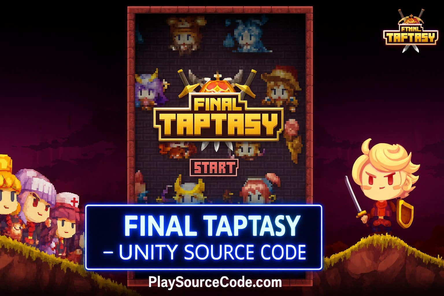 Final TapTasy Unity idle RPG game with pixel art