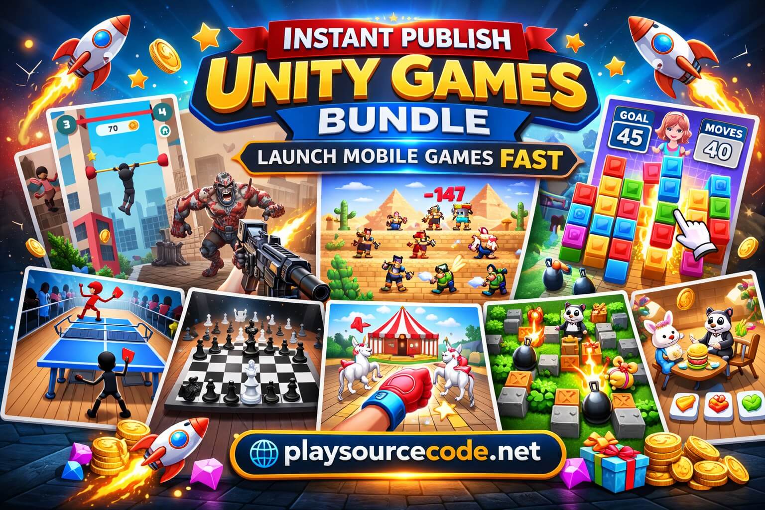 Unity games bundle with 10 mobile game source codes
