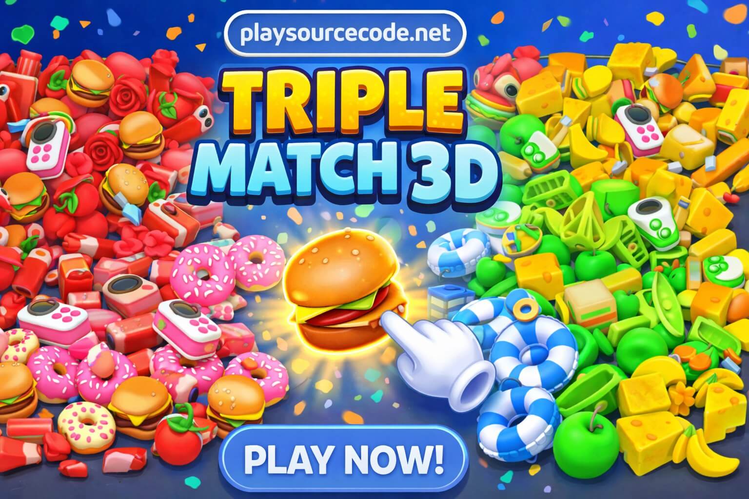 triple match 3d playsourcecode Download Triple Match 3D Unity source code with 3D puzzle gameplay, physics mechanics, levels, and boosters.
