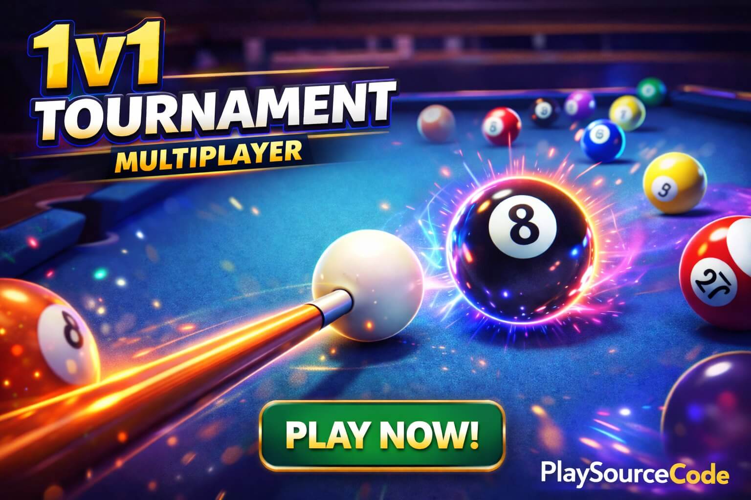 8 Ball Pool Unity Game Gameplay showing multiplayer match and cue control