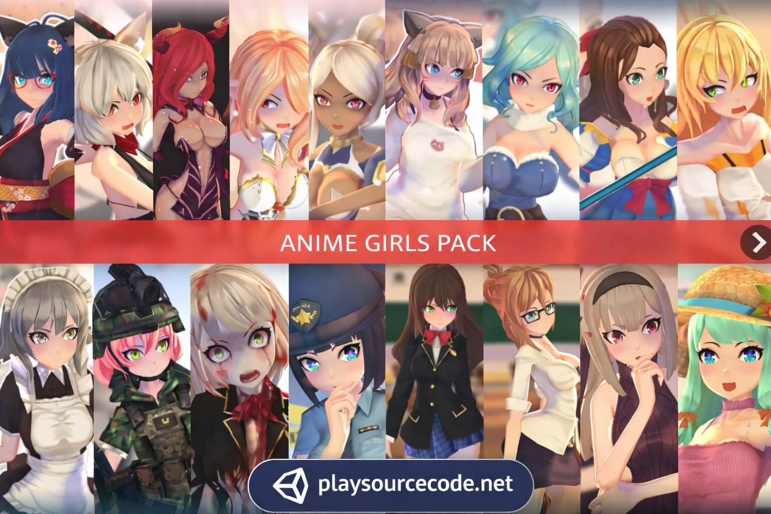 Anime Girls Pack Unity characters with animations