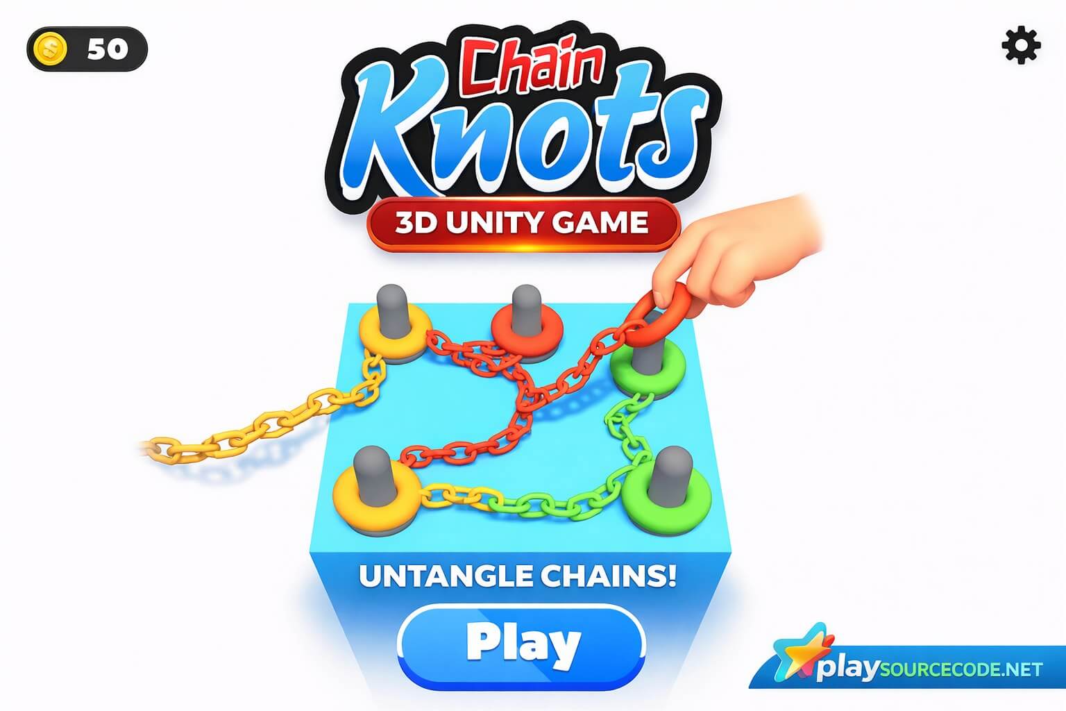Chain Knots 3D Unity Game Gameplay showing tangled 3D chains