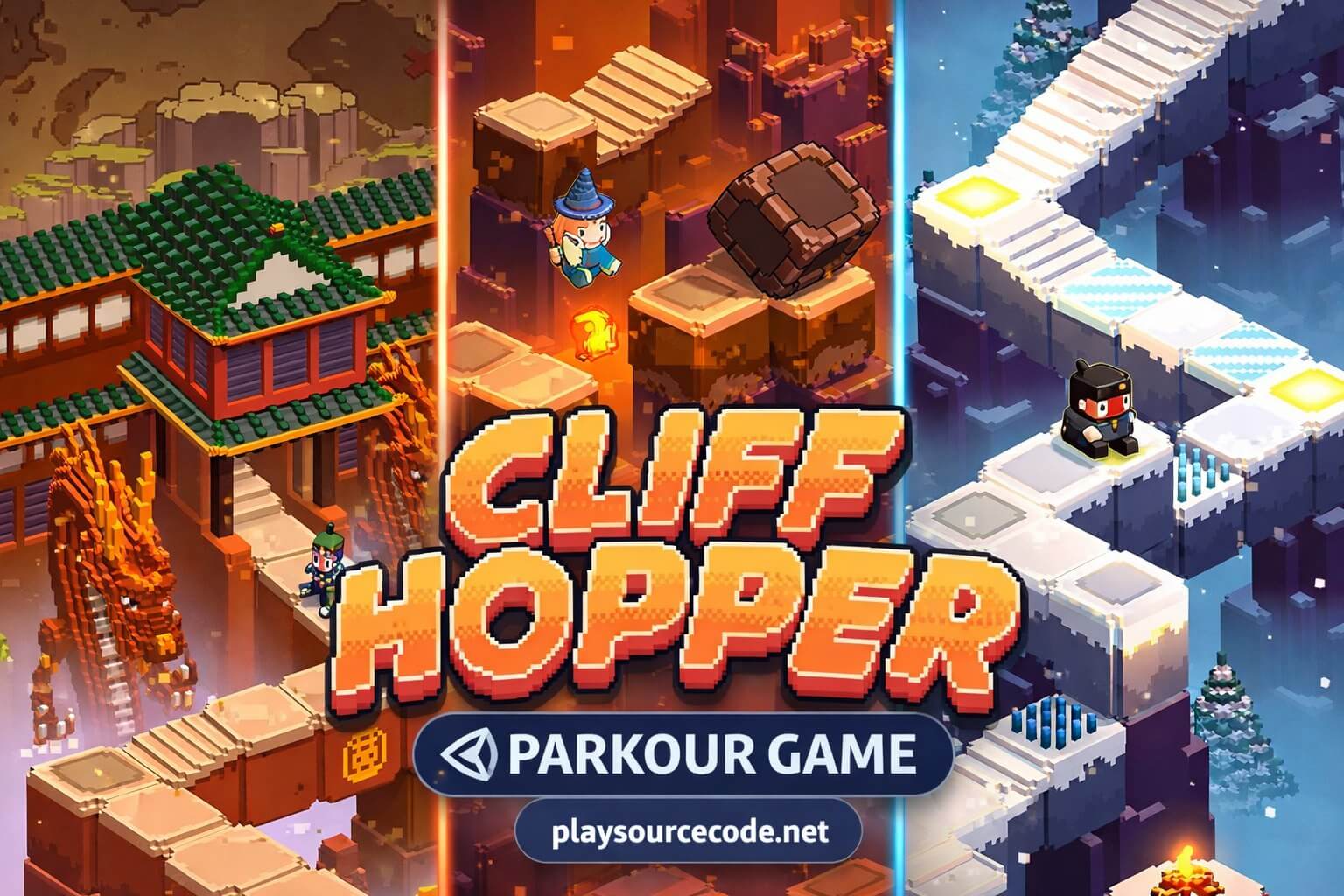 Cliff Hopper Unity parkour runner game with obstacles