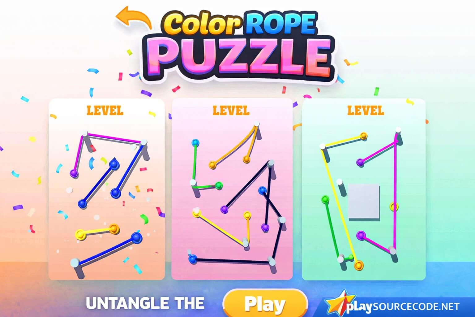 Rope Color Connect Unity Game Gameplay showing colorful ropes matching